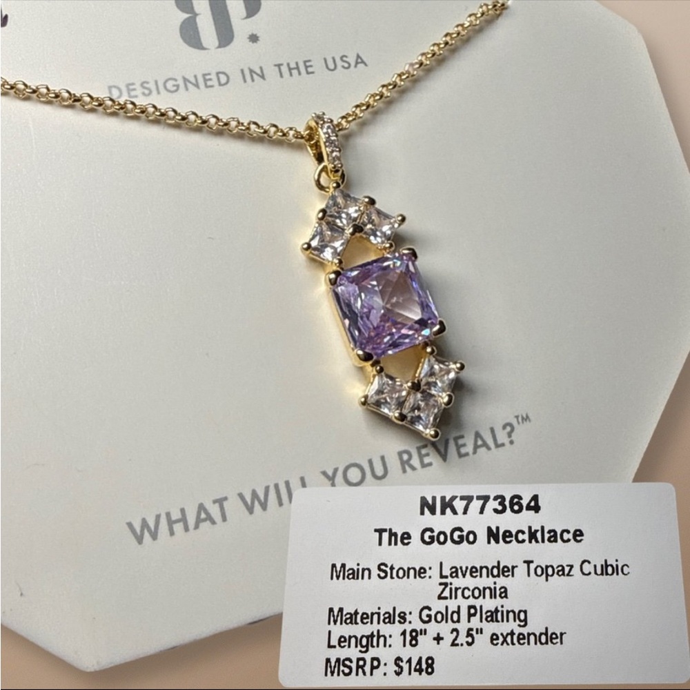 Bomb Party The GoGo Necklace Lavender CZ on Gold